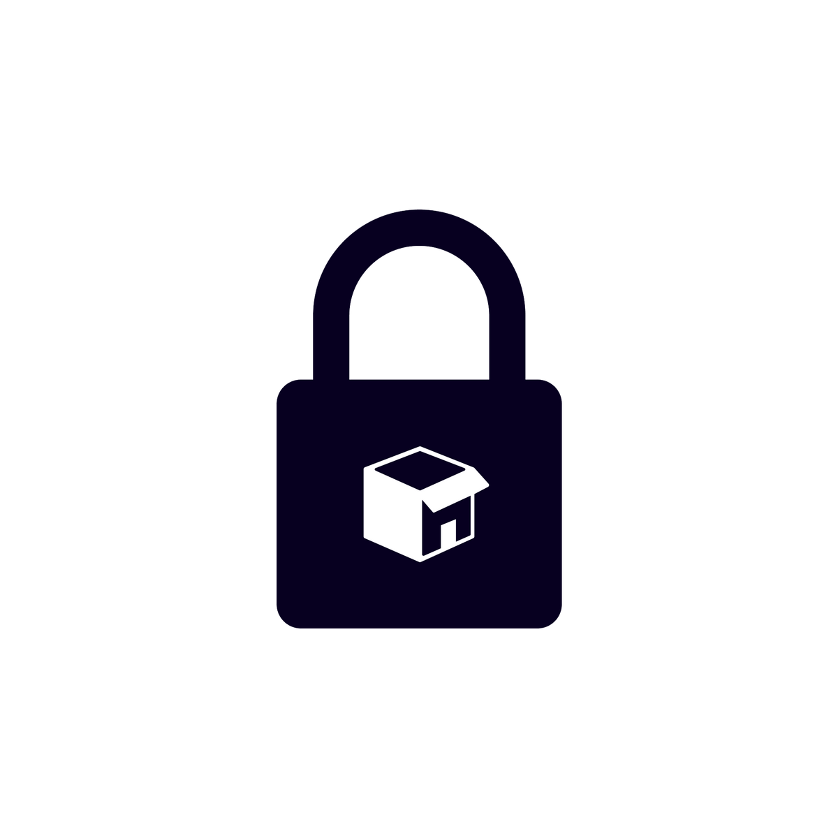 Dark padlock with white package box icon centered on front.