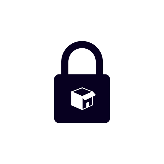 Dark padlock with white package box icon centered on front.